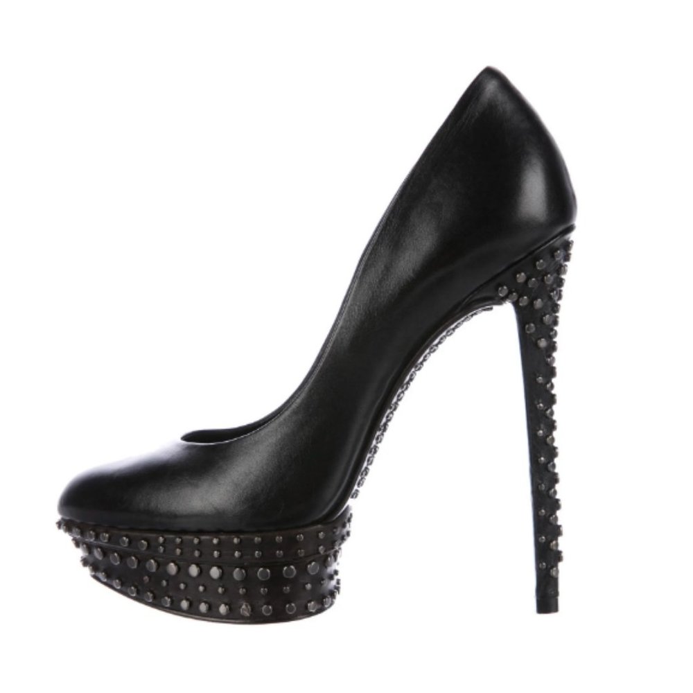 Brian Atwood Finvarra Studded Leather Pumps Black